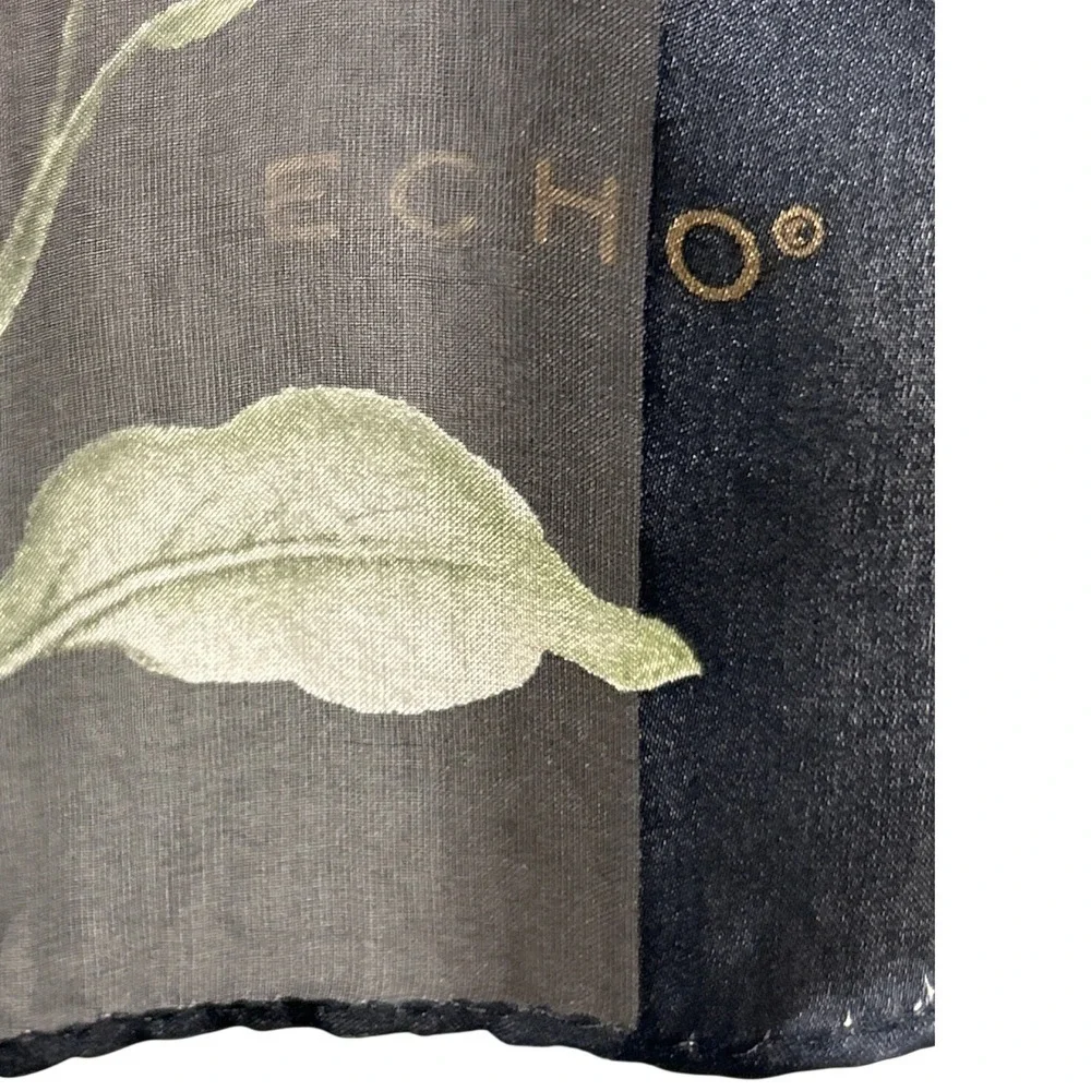 Echo Black Floral Sheer‎ Scarf Wrap Shawl Women's 51